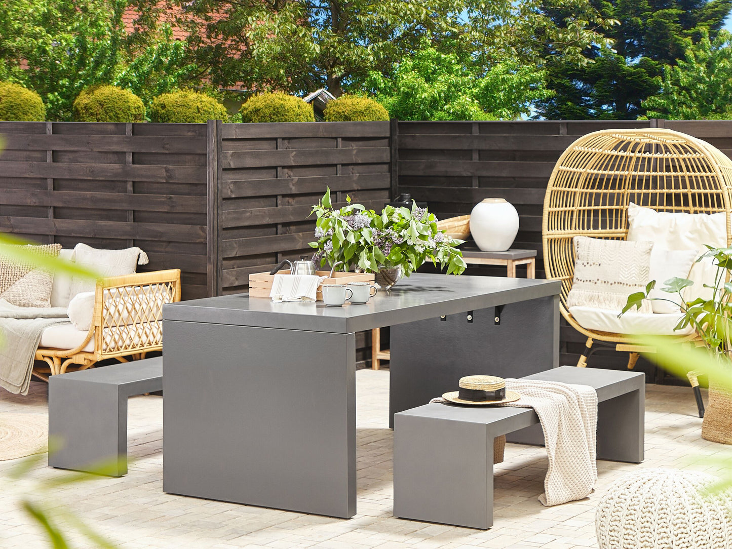 Gartentisch TARANTO 180 cm 90 cm Beton Grau