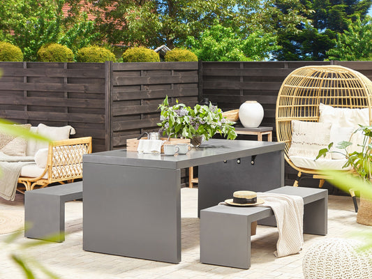 Gartenmöbel Set mit Bänken 4-Sitzer TARANTO Beton Grau