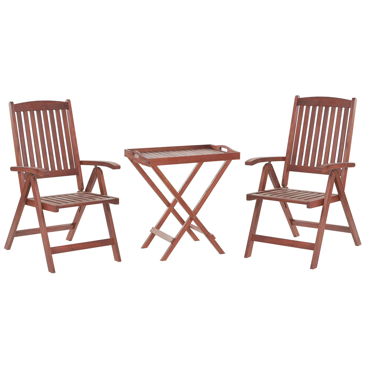 Bistro Set mit Kissen Holz Dunkelrot TOSCANA