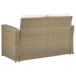 Lounge Set mit Tisch 4-Sitzer LUCA Polyrattan Hellbraun