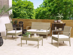 Lounge Set mit Tisch 4-Sitzer MARSALA Polyrattan Hellbraun