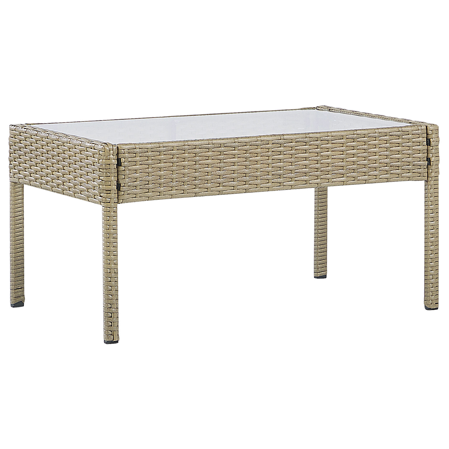 Lounge Set mit Tisch 4-Sitzer MARSALA Polyrattan Hellbraun