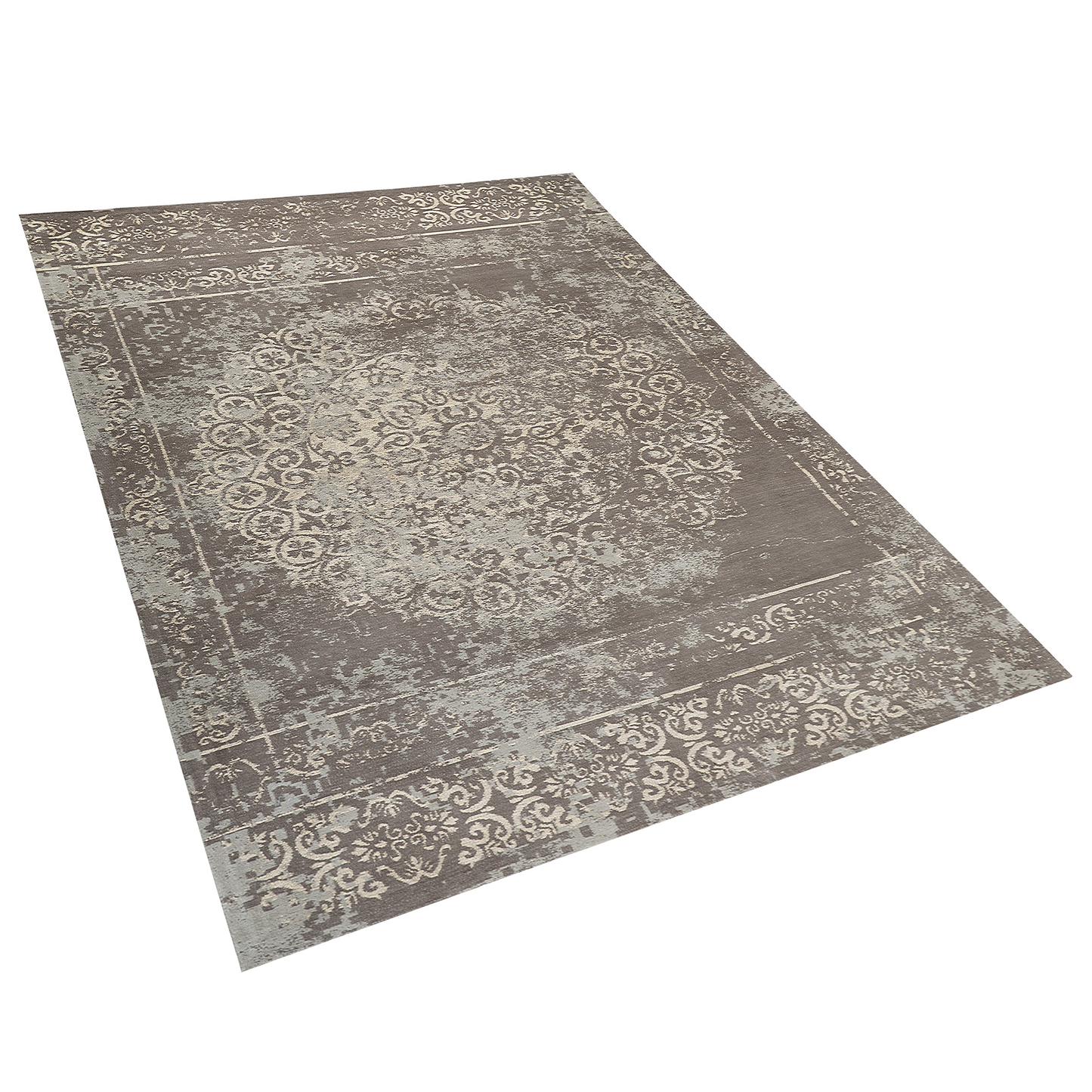 Teppich Baumwolle taupe 160 x 230 cm orientalisches Muster Kurzflor BEYKOZ