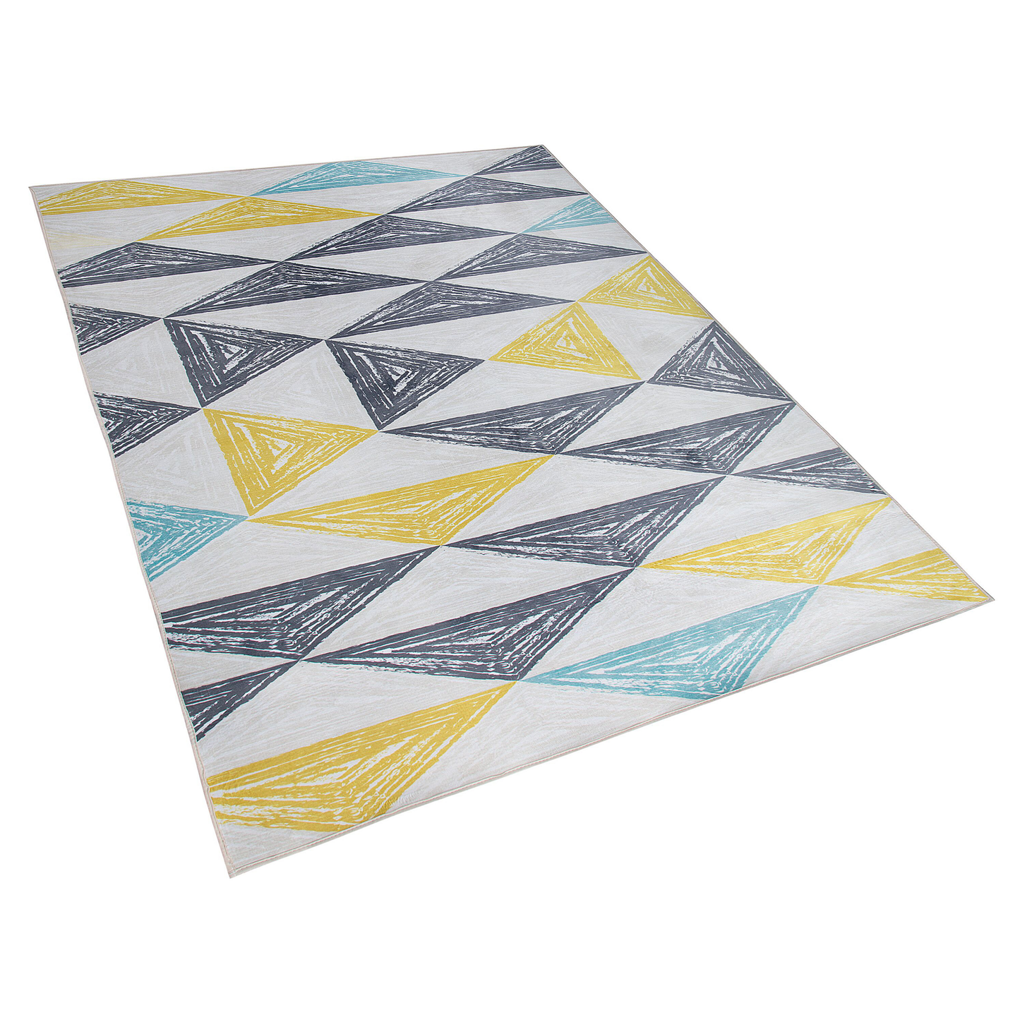 Teppich grau-gelb-mintgrün 160 x 230 cm Dreieckmuster Kurzflor KALEN