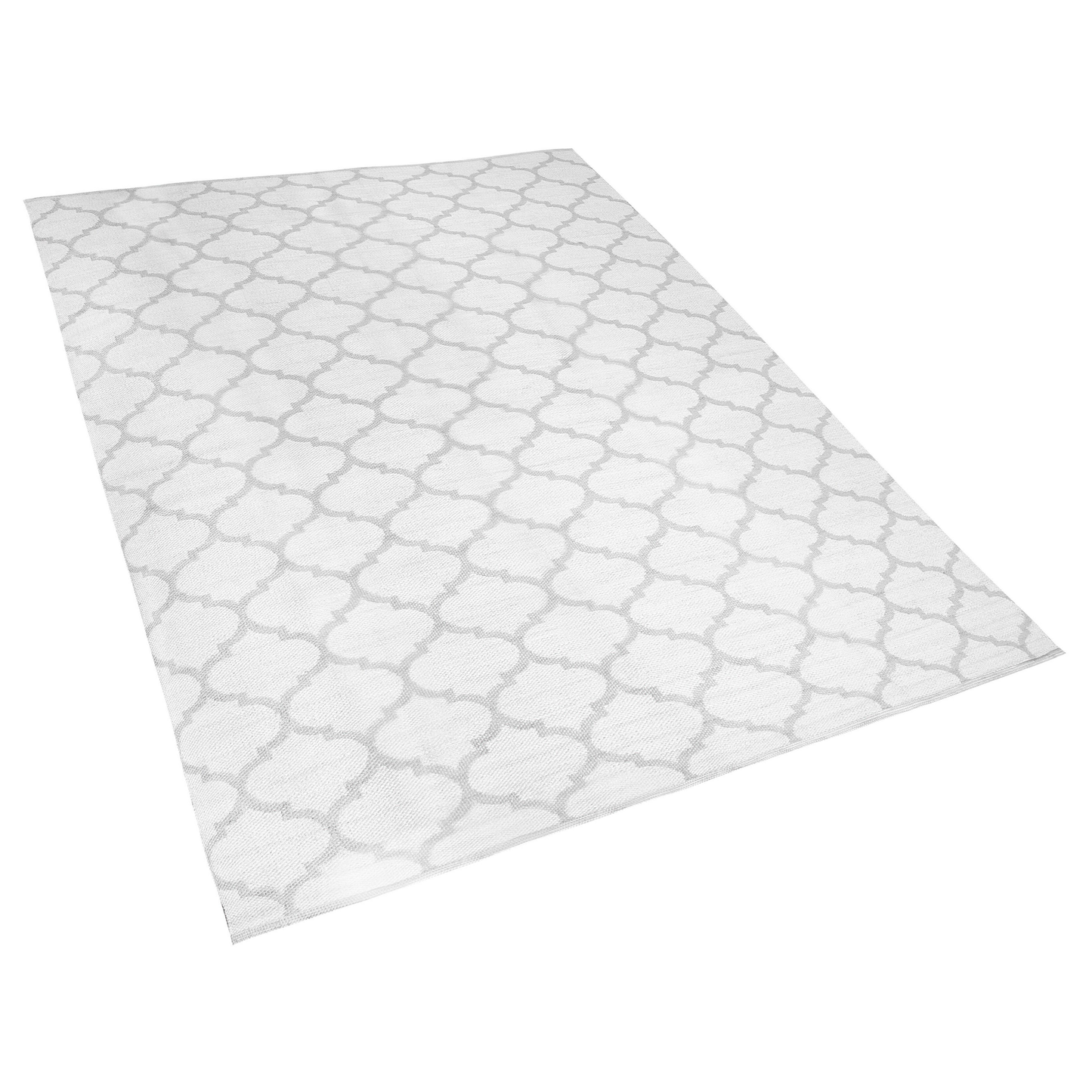 Outdoor Teppich grau 140 x 200 cm marokkanisches Muster zweiseitig Kurzflor AKSU