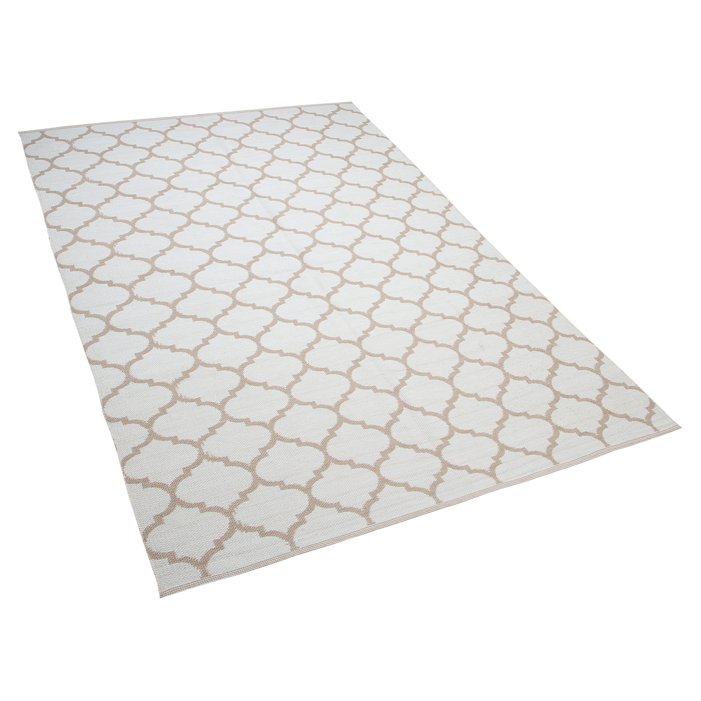 Outdoor Teppich beige 140 x 200 cm marokkanisches Muster zweiseitig Kurzflor AKSU