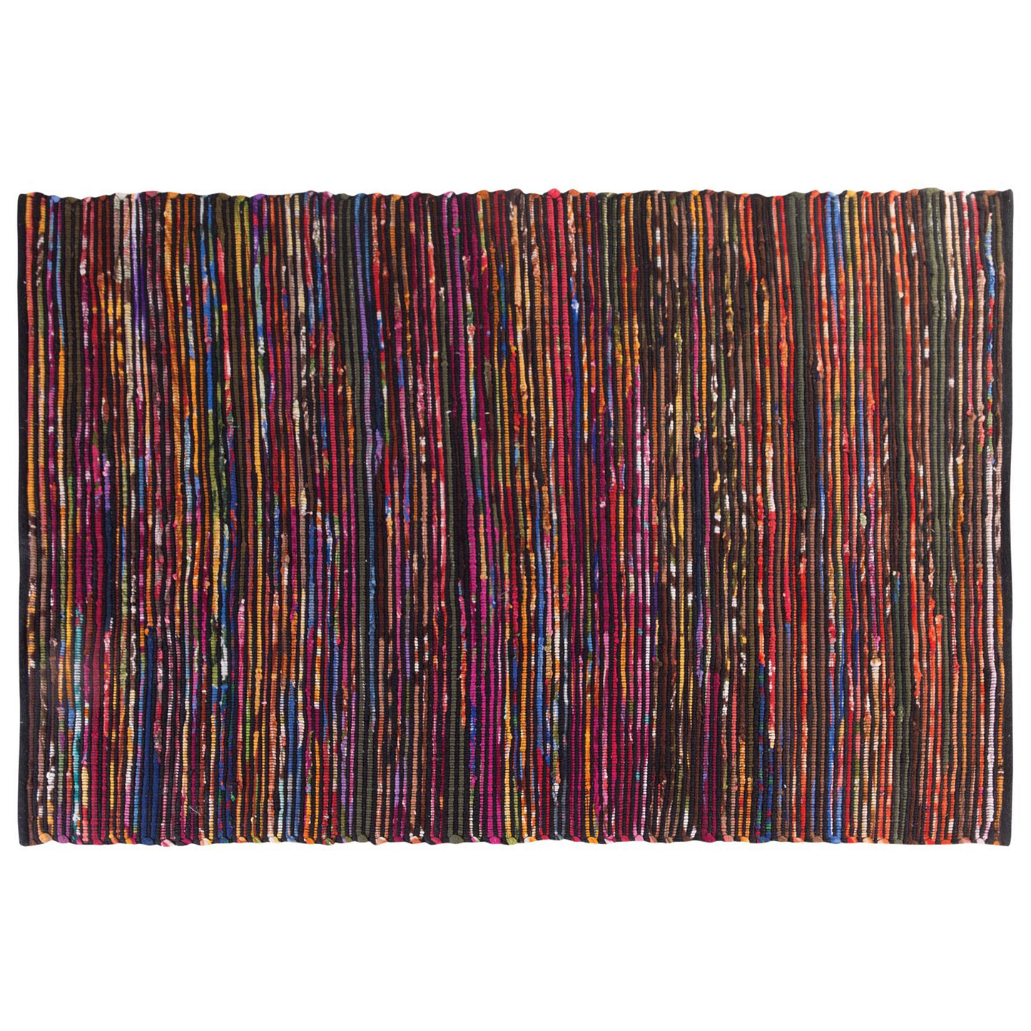 Teppich Baumwolle bunt-schwarz 140 x 200 cm abstraktes Muster Kurzflor BARTIN