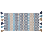 Teppich Baumwolle blau / beige 80 x 150 cm Kurzflor MARMARA