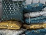 Dekokissen 2er Set FREESIA Samtstoff 45 x 45 cm Blaugrün Pflanzenmuster