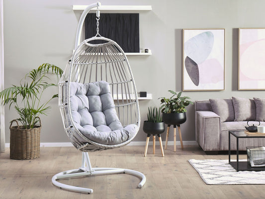 Hängesessel mit Gestell SESIA Polyrattan Hellgrau
