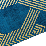 Teppich marineblau / gold 140 x 200 cm geometrisches Muster Kurzflor VEKSE