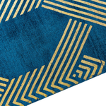 Teppich marineblau/gold 160 x 230 cm geometrisches Muster Kurzflor VEKSE