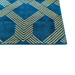 Teppich marineblau/gold 160 x 230 cm geometrisches Muster Kurzflor VEKSE