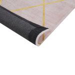 Teppich rosa / gold 80 x 150 cm kariertes Muster Kurzflor ATIKE