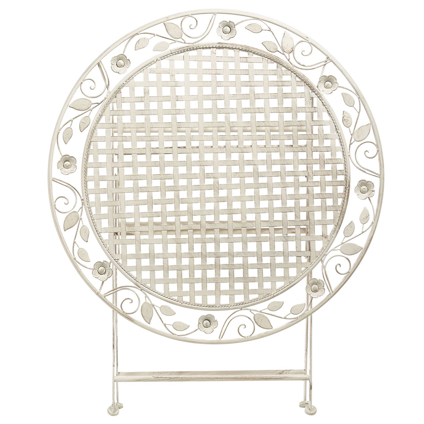 Outdoor Bistrotisch BIVIO 90 cm 90 cm Metall Cremeweiss