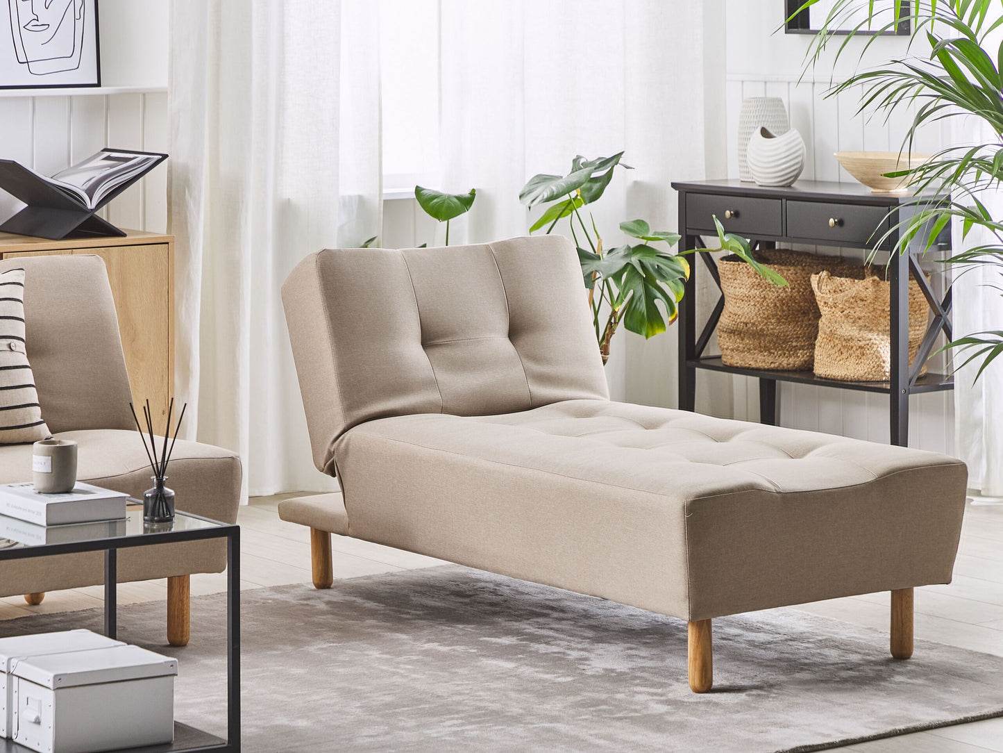 Chaiselongue beige verstellbar ALSTEN
