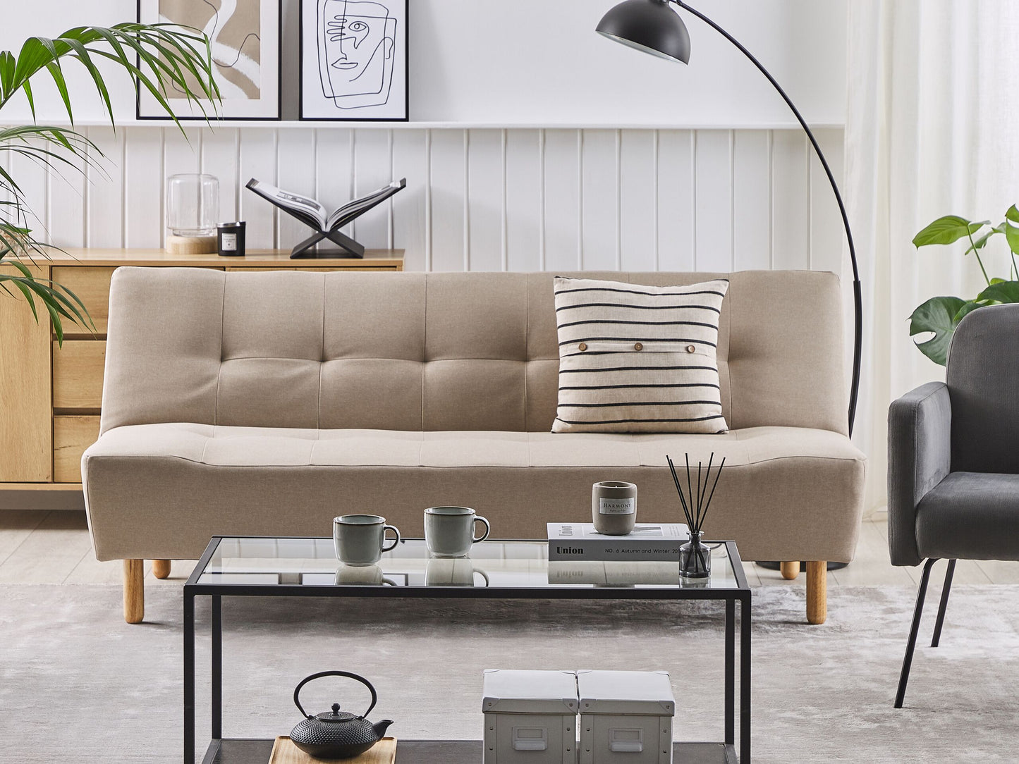 3-Sitzer Schlafsofa beige ALSTEN