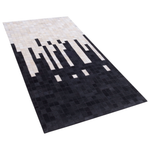 Teppich Leder schwarz / beige 80 x 150 cm Kurzflor BOLU