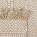 Teppich beige 140 x 200 cm geometrisches Muster Kurzflor zweiseitig DORTYOL