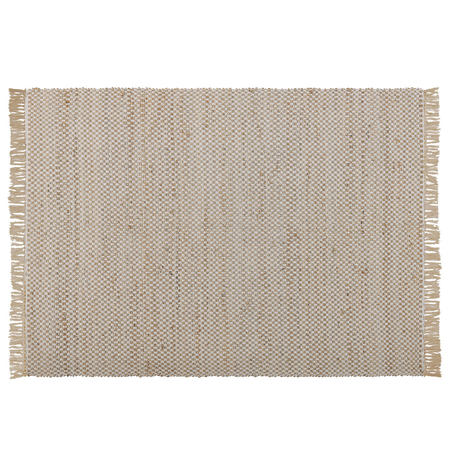 Teppich beige 140 x 200 cm kariertes Muster Kurzflor zweiseitig ZERDALI