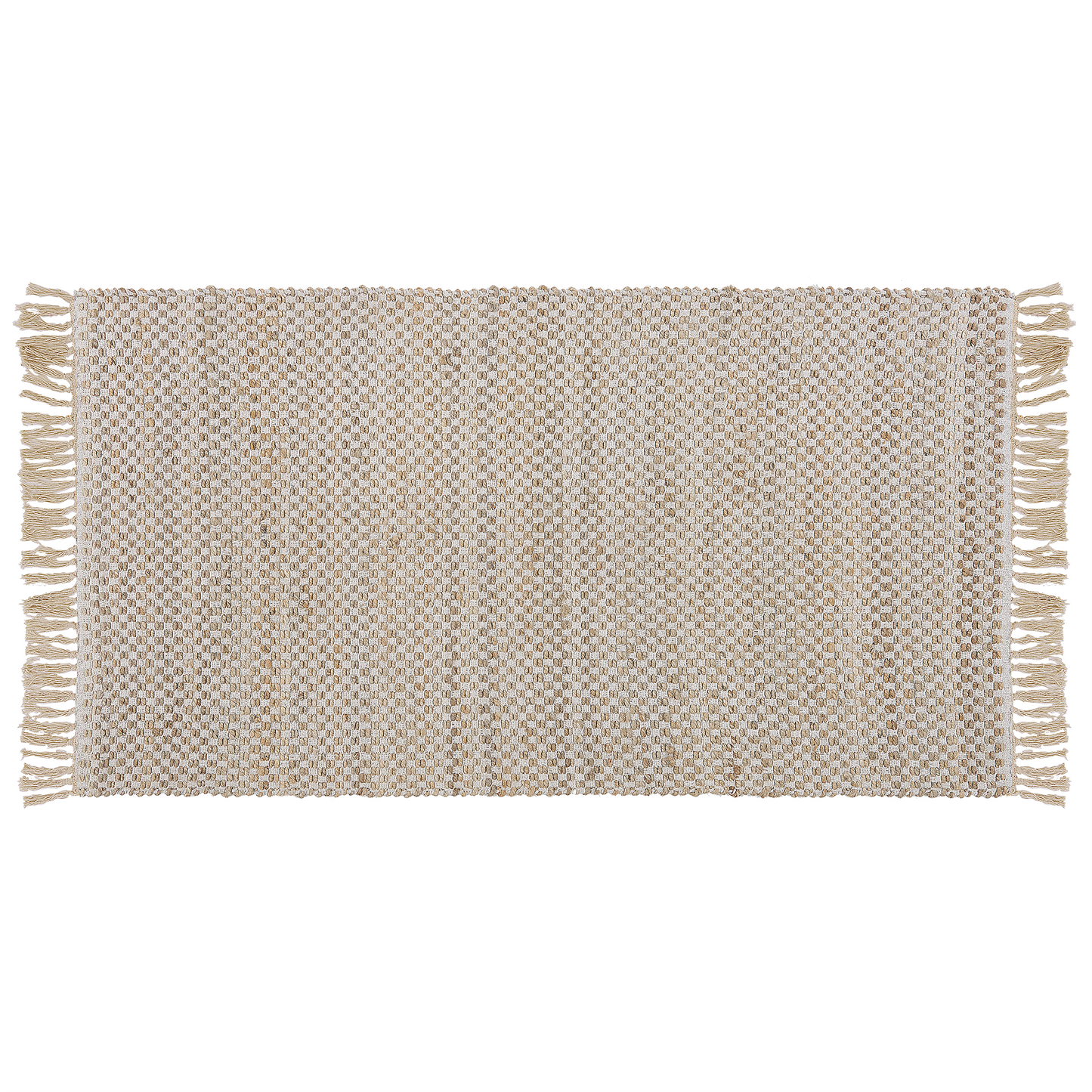 Teppich beige 80 x 150 cm kariertes Muster Kurzflor zweiseitig ZERDALI