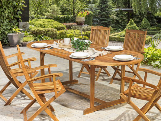 Ausziehbarer Gartentisch MAUI 160/220 cm 100 cm Akazienholz Hellbraun