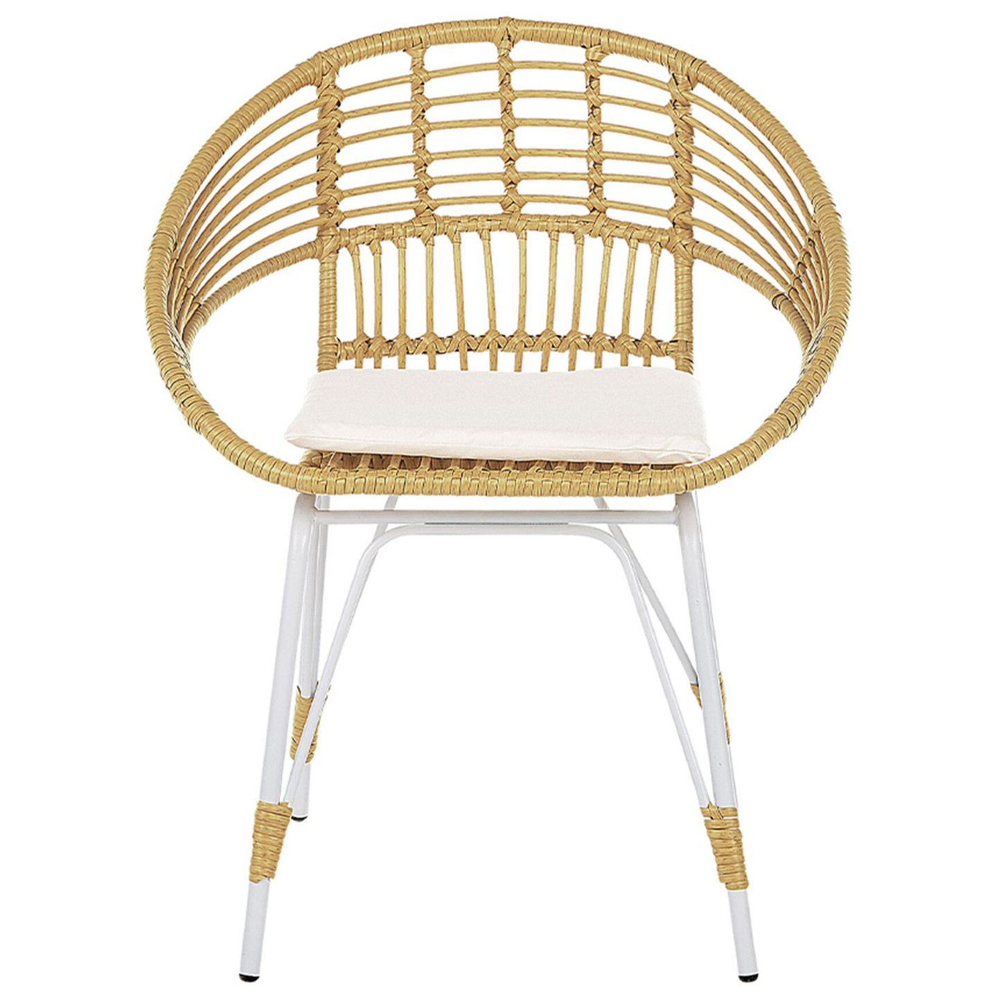Balkonset Rattan natürlich Auflagen beige PELLARO