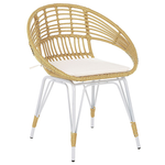 Balkonset Rattan natürlich Auflagen beige PELLARO