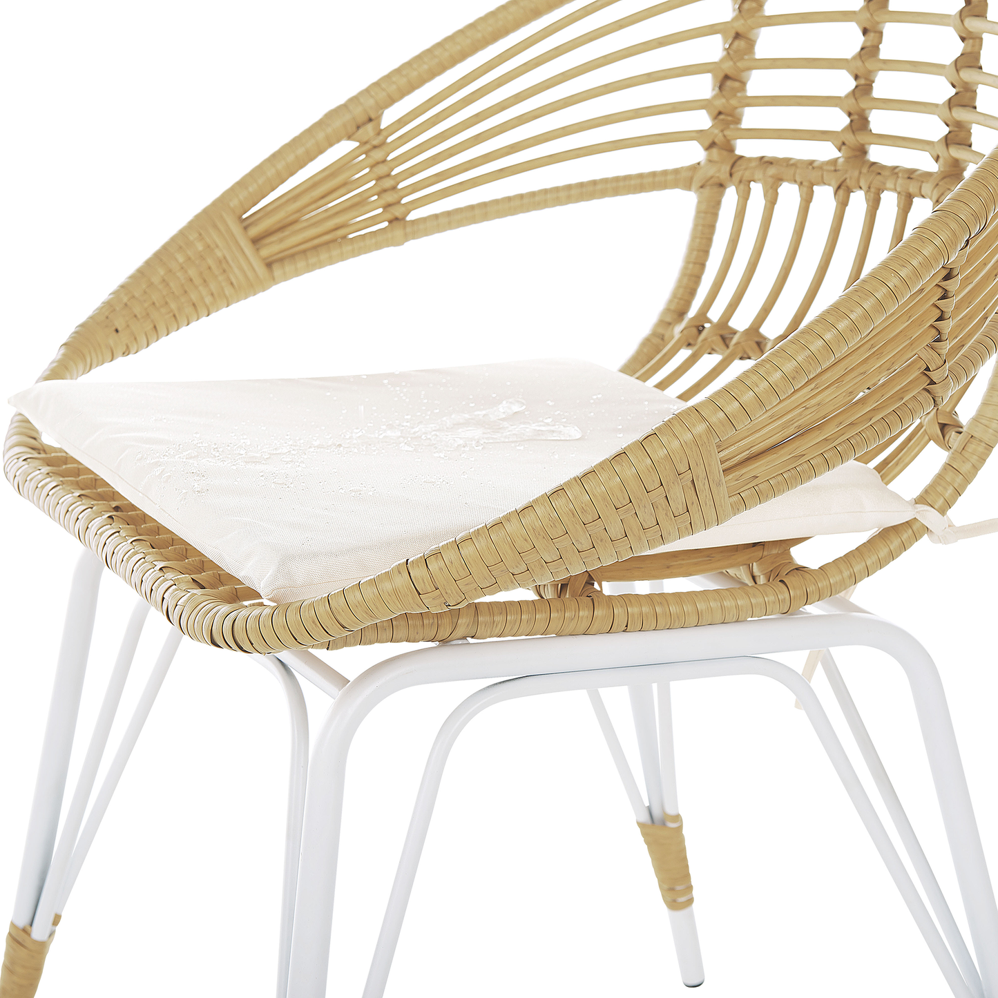 Balkonset Rattan natürlich Auflagen beige PELLARO