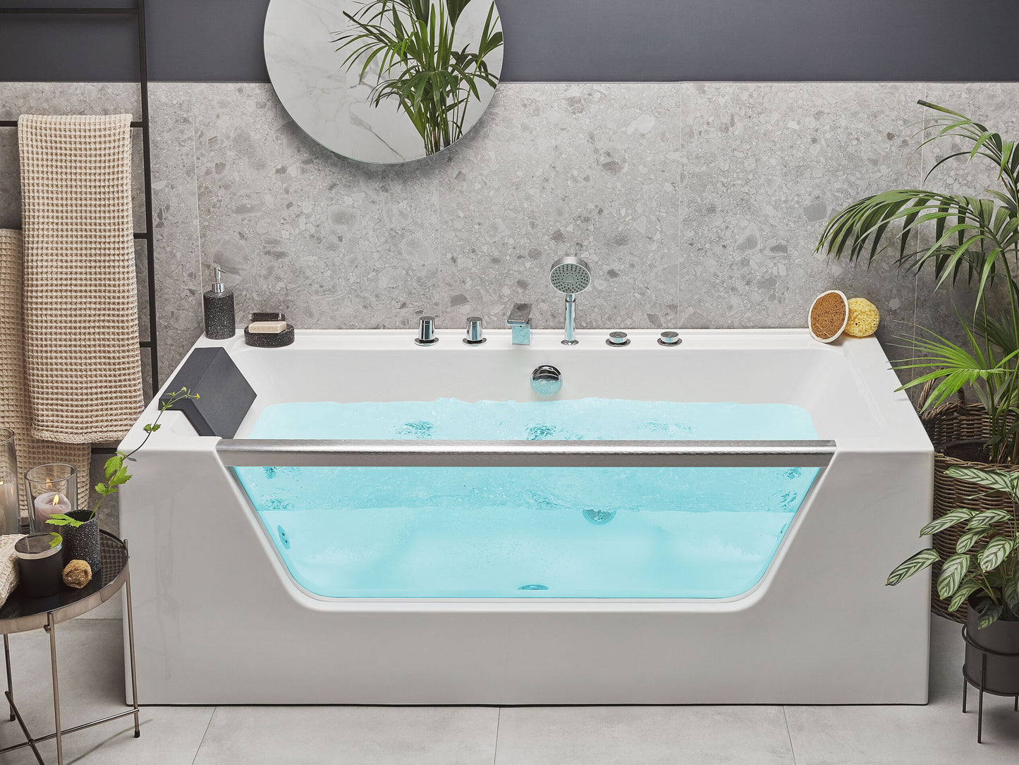Whirlpool Badewanne weiss rechteckig 170 x 80 cm MANTA
