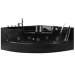 Whirlpool Badewanne schwarz Eckmodell mit LED 190 x 135 cm MARINA