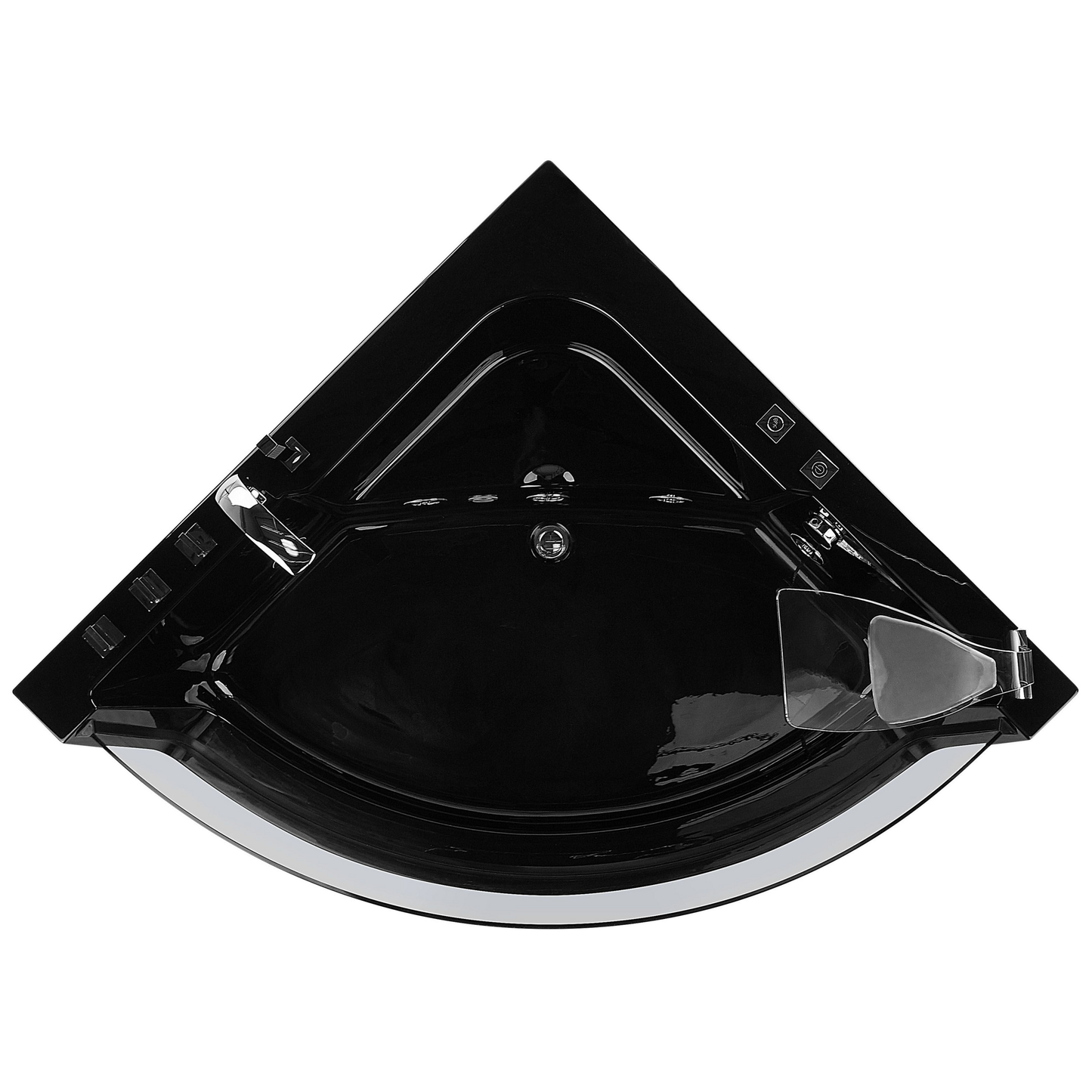 Whirlpool Badewanne schwarz Eckmodell mit LED 190 x 135 cm MARINA