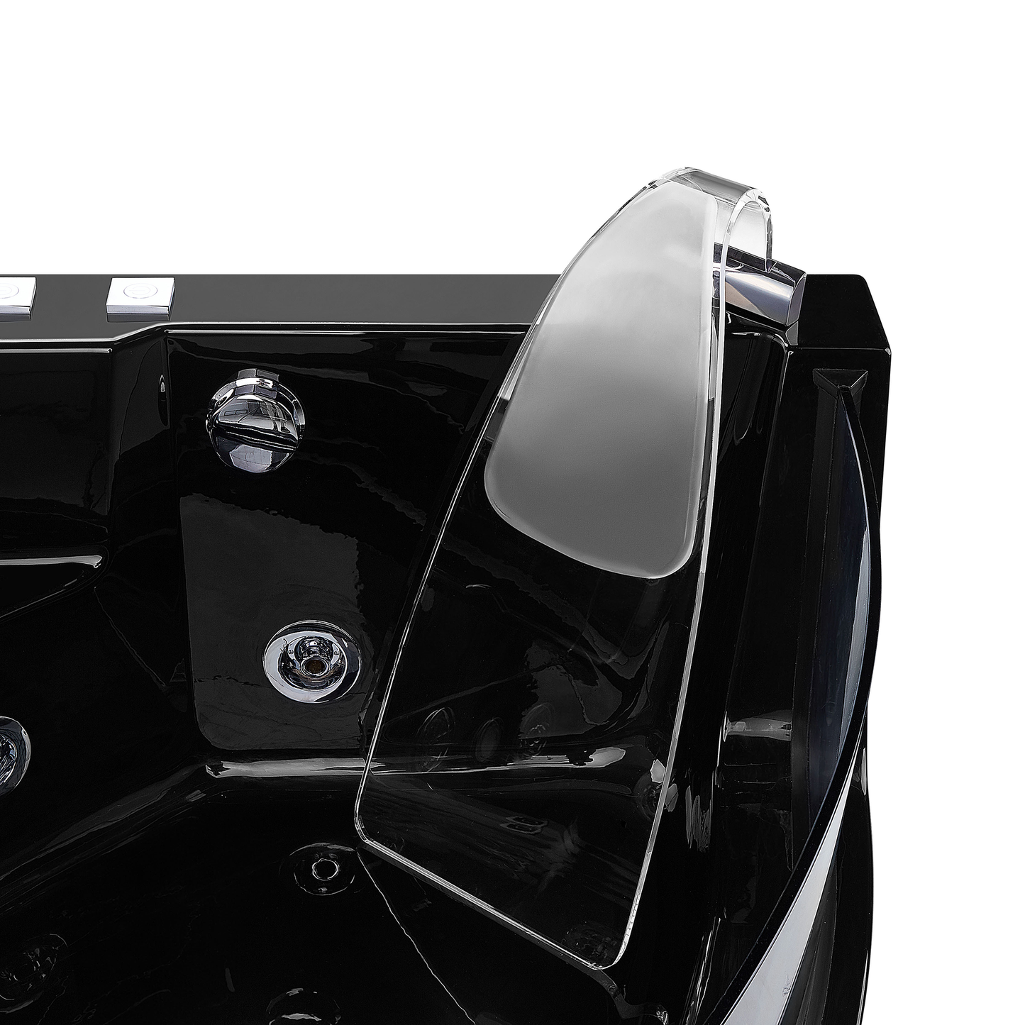 Whirlpool Badewanne schwarz Eckmodell mit LED 190 x 135 cm MARINA