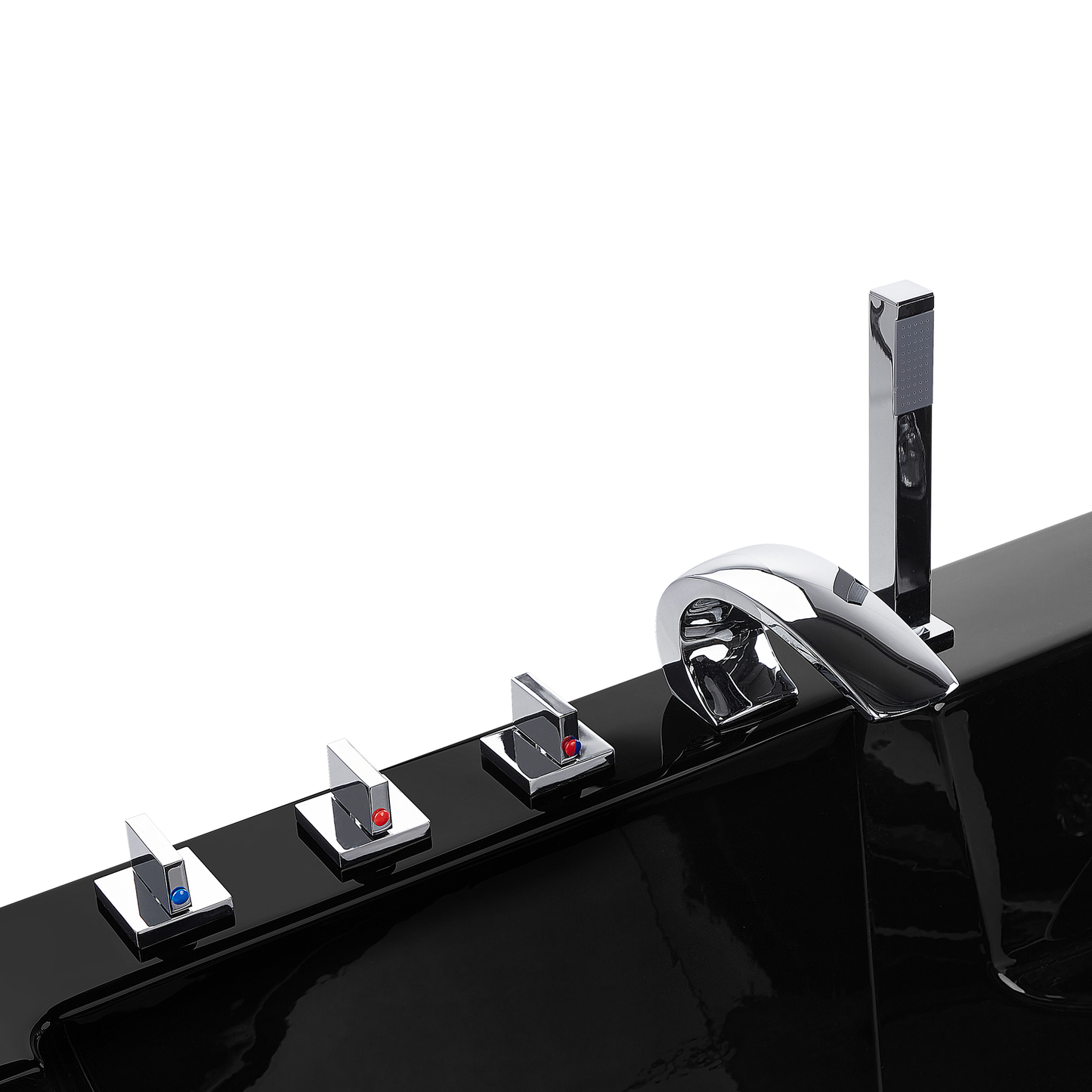 Whirlpool Badewanne schwarz Eckmodell mit LED 190 x 135 cm MARINA