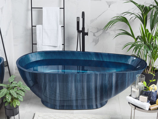 Badewanne freistehend marineblau Marmor Optik 170 x 80 cm RIOJA