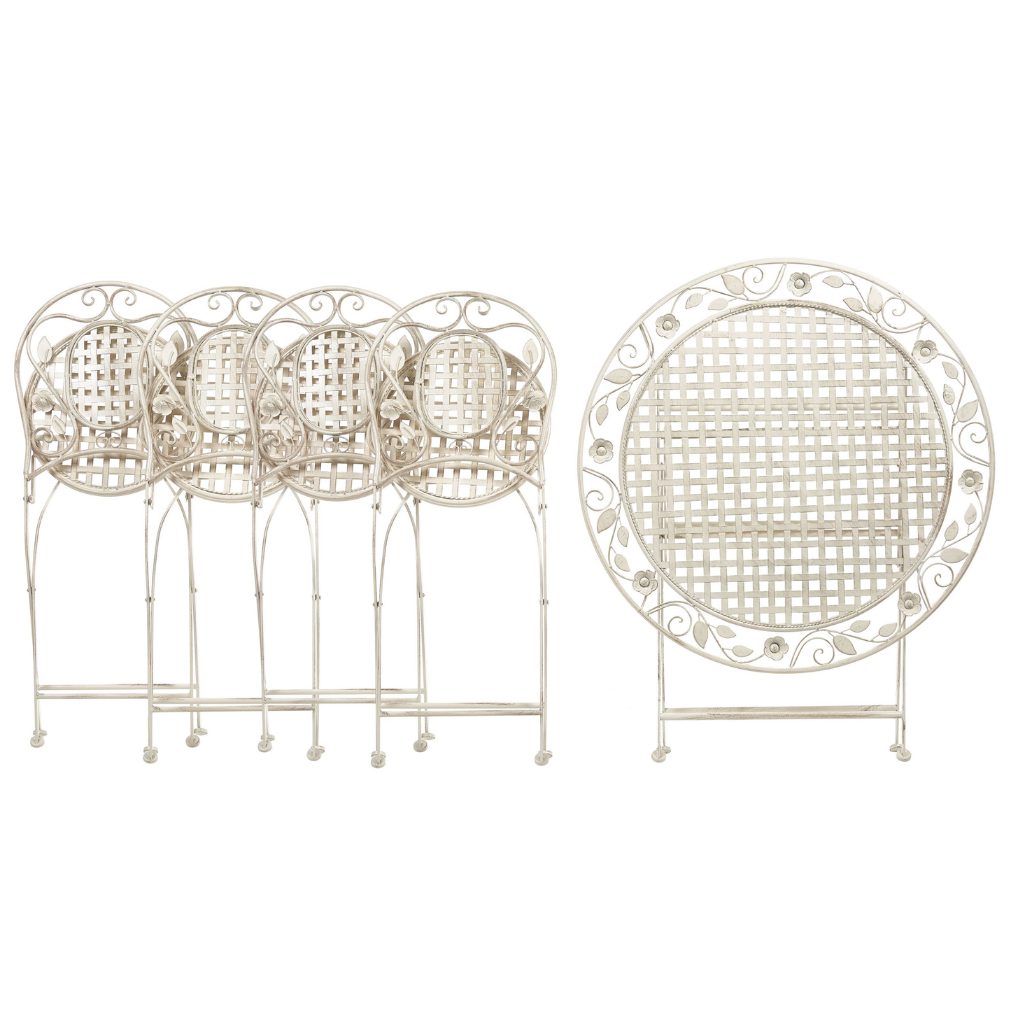Gartenmöbel Set 4-Sitzer BIVIO klappbar Metall Cremeweiss