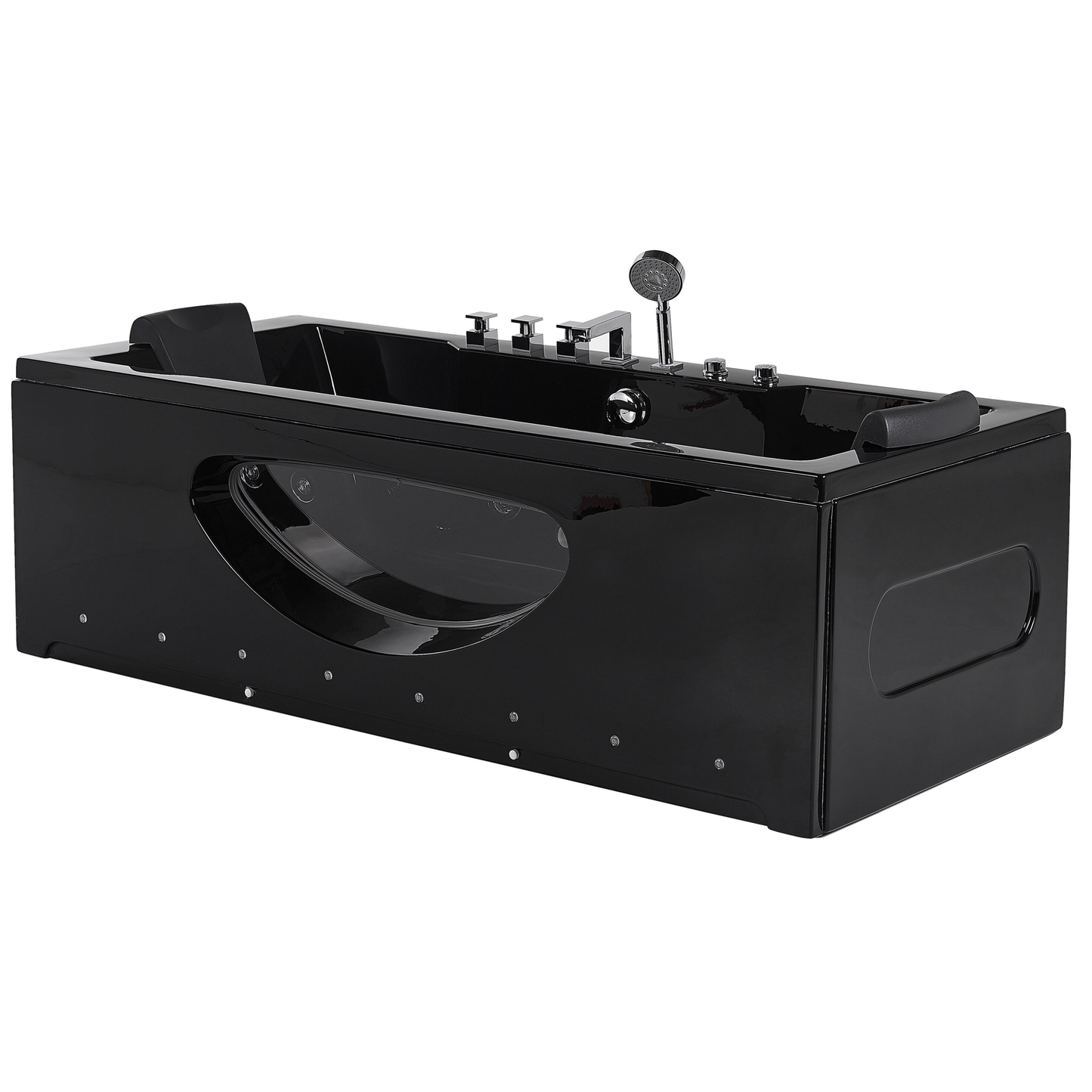 Whirlpool Badewanne schwarz rechteckig mit LED 180 x 80 cm HAWES