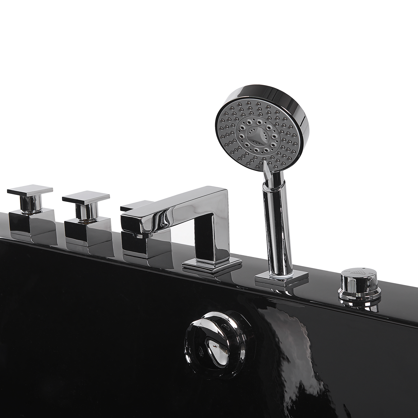 Whirlpool Badewanne schwarz rechteckig mit LED 180 x 80 cm HAWES