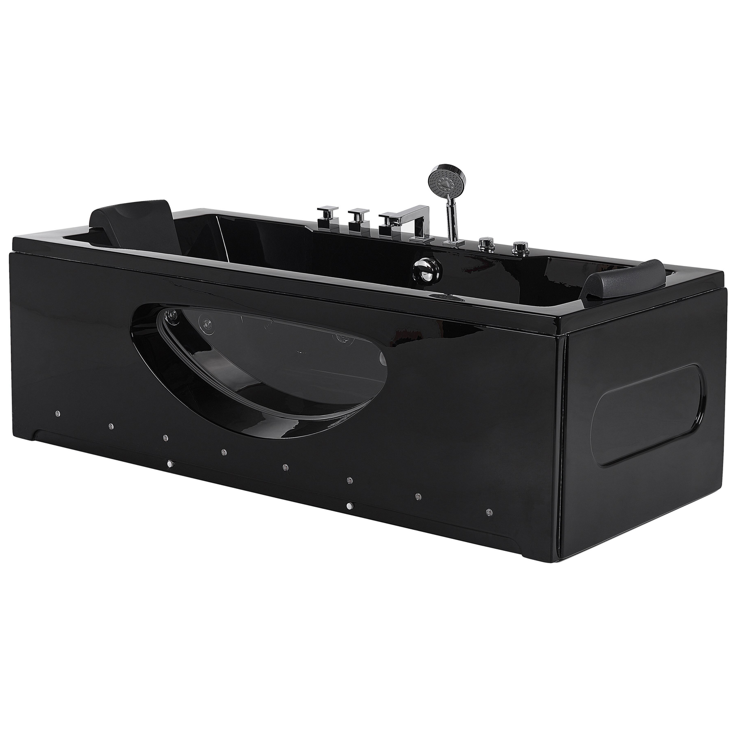 Whirlpool Badewanne schwarz rechteckig mit LED 170 x 80 cm HAWES