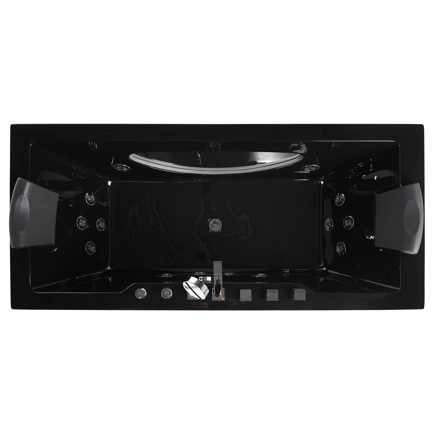 Whirlpool Badewanne schwarz rechteckig mit LED 170 x 80 cm HAWES