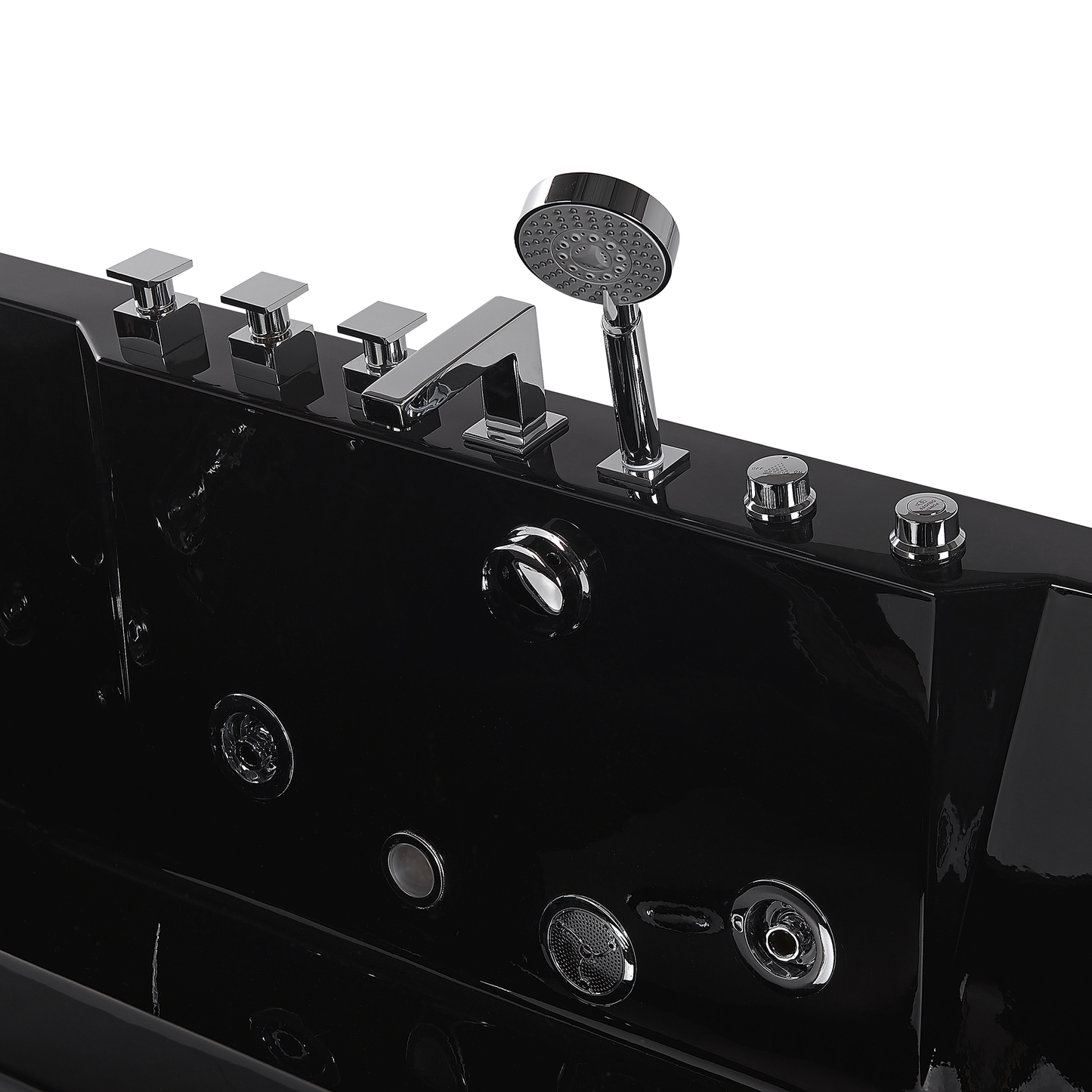 Whirlpool Badewanne schwarz rechteckig mit LED 170 x 80 cm HAWES