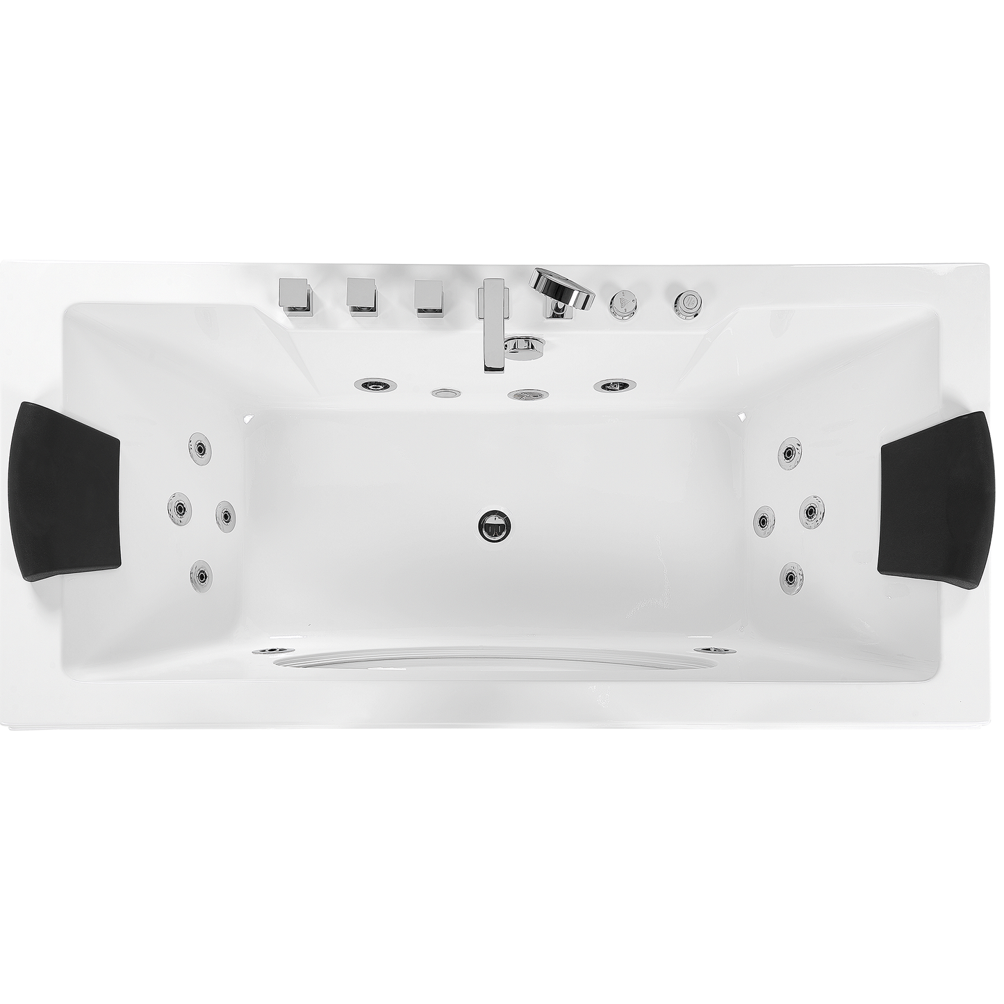 Whirlpool Badewanne weiss rechteckig mit LED 170 x 80 cm HAWES