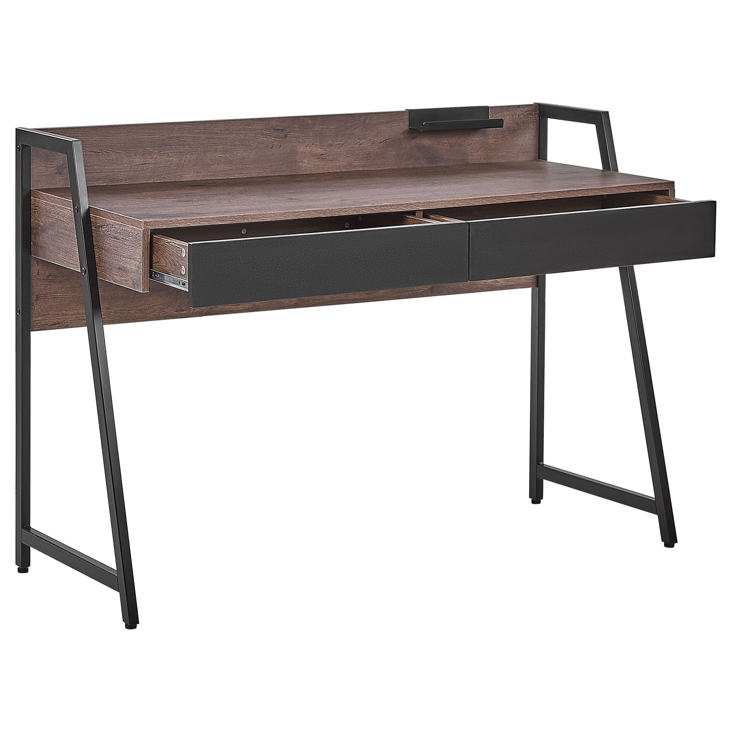 Schreibtisch dunkler Holzfarbton 120 x 50 cm 2 Schubladen HARWICH