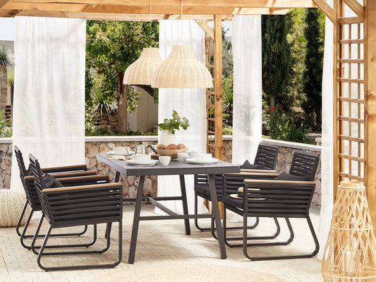 Gartentisch CANETTO 150 cm 90 cm Glas Schwarz