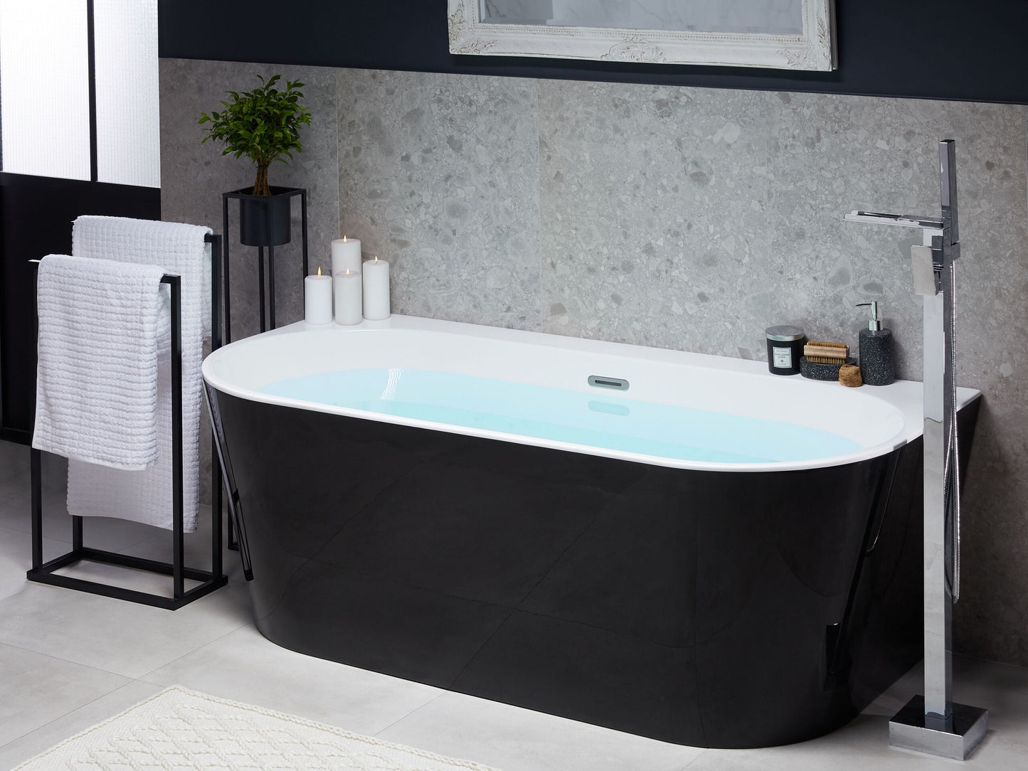 Badewanne schwarz oval 170 x 80 cm HARVEY