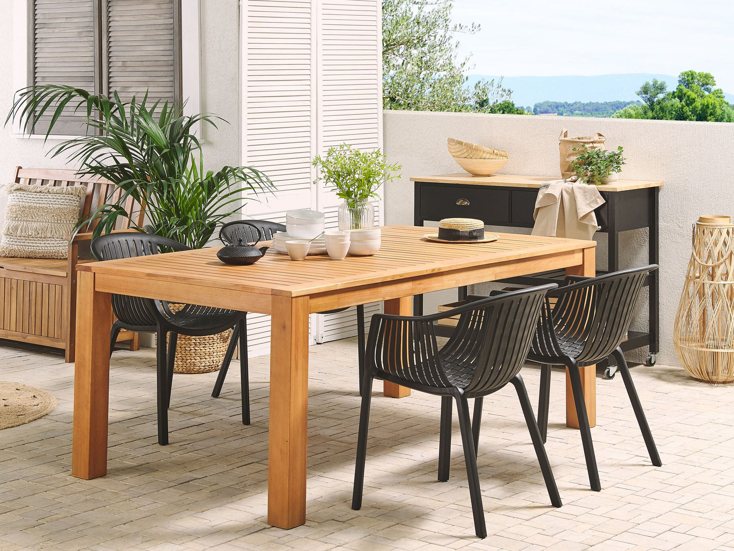 Set mit 4 Stühlen Kunststoff Schwarz NAPOLI