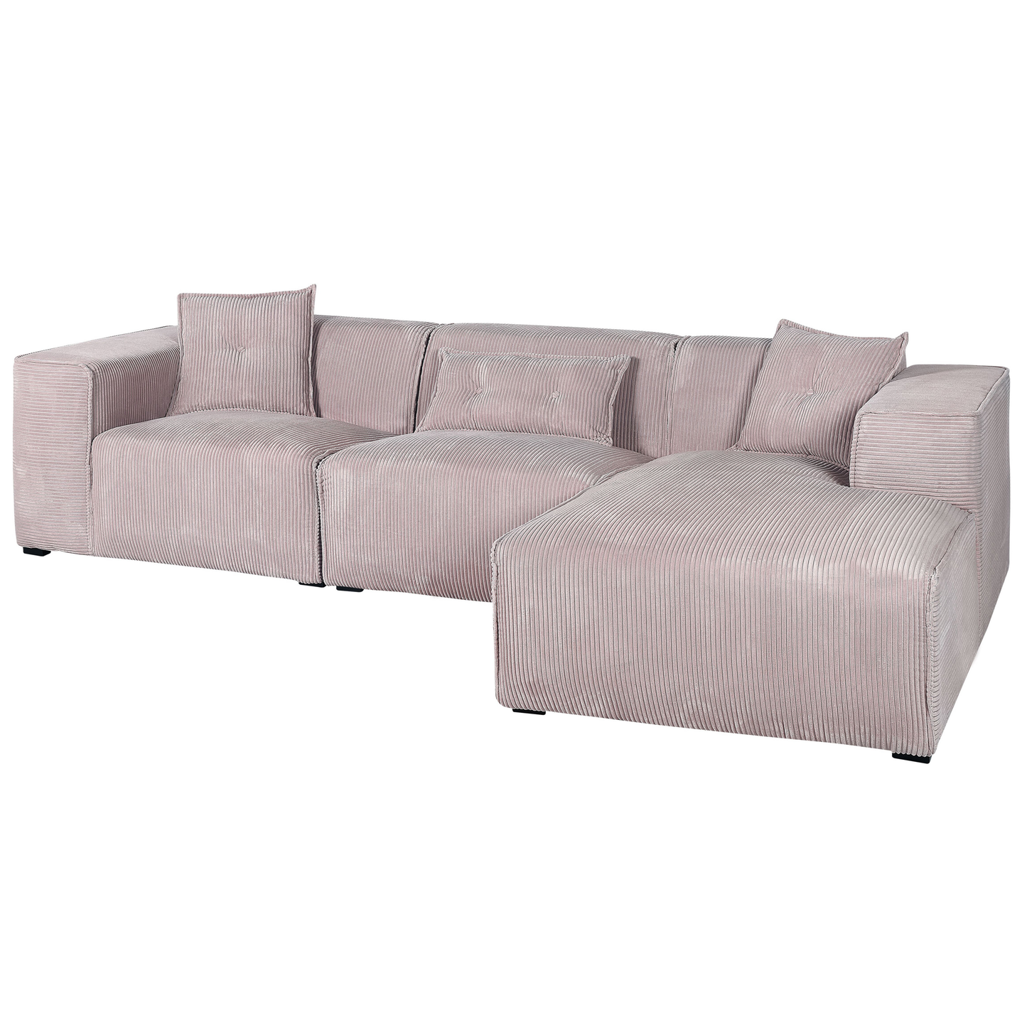 Ecksofa Cord taupe linksseitig 3-Sitzer DOLVA