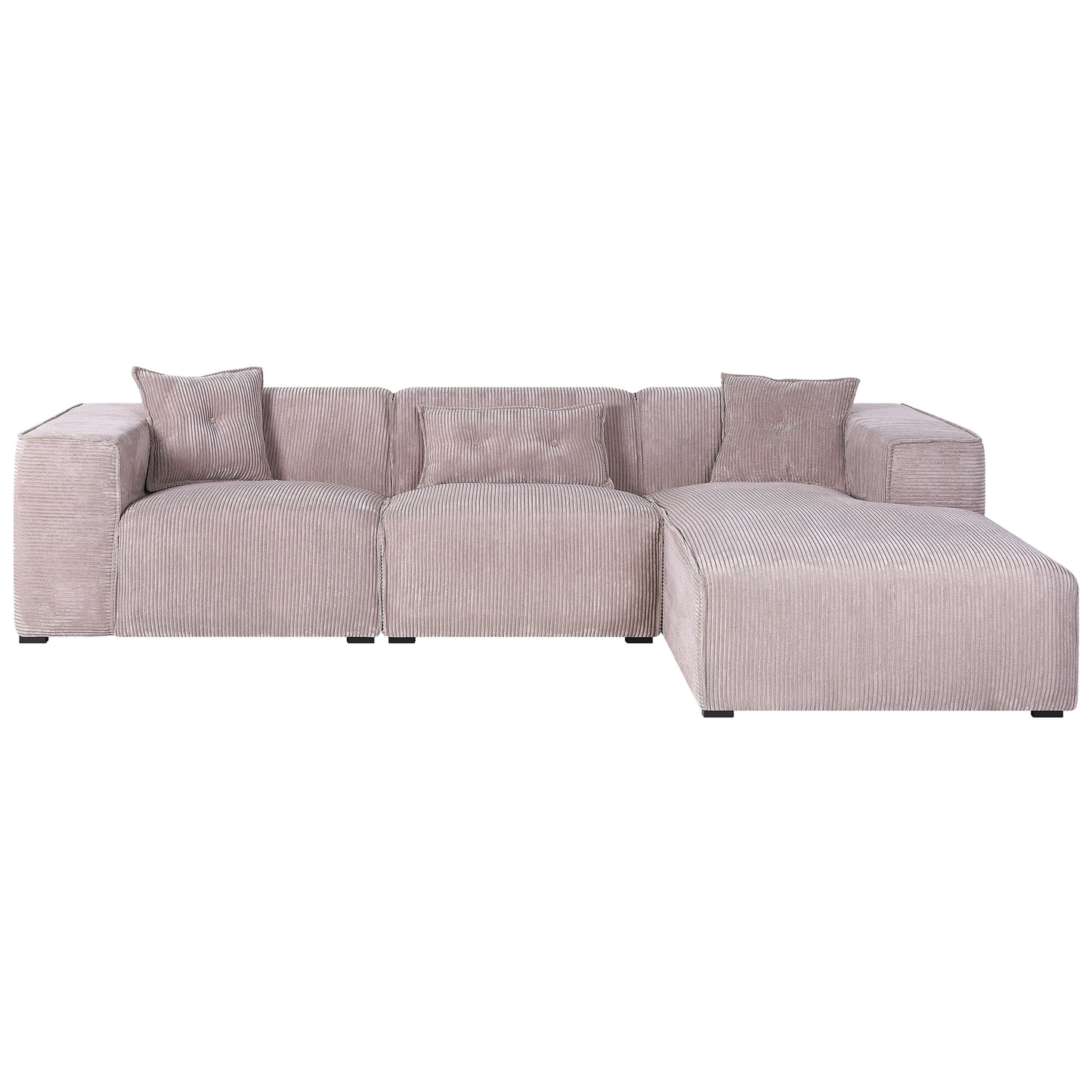 Ecksofa Cord taupe linksseitig 3-Sitzer DOLVA
