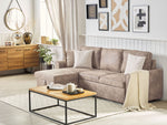 Ecksofa mit Schlaffunktion Lederoptik braun rechtsseitig NESNA