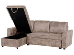 Ecksofa mit Schlaffunktion Lederoptik braun rechtsseitig NESNA